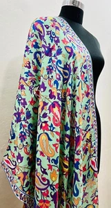 Women kalamkari digital print silk Stole Wrap shawl - Picture 1 of 2