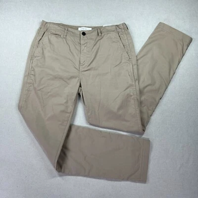 Pantalones Billy Reid Para Hombre 34 (34x31) Beige Chino Mezcla Algodón Corte Ajustado Clásico* Foto 1 de 4