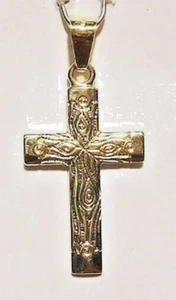 Brand New 14k Gold Fancy Patterned CROSS #5 - Picture 1 of 2