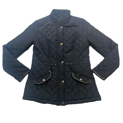 Jason Maxwell Puffer Jacket Womens Sz S Quilted Mock Neck Pocket Accents *flaws - Image 1 of 4