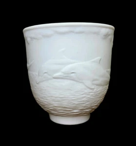 Lladro Candle Votive Collectors Society Dolphins at Play White Matte Finish - Picture 1 of 8