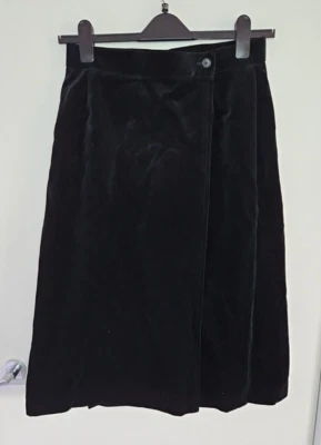 Women's Vintage Black Velvet A Line Wrap Skirt Keynote Made In UK - Image 1 of 4