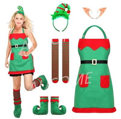 AU Xmas Women Santa Elf Helper Costume Adult Apron Outfit Costumes Cosplay Party - image 1 of 4