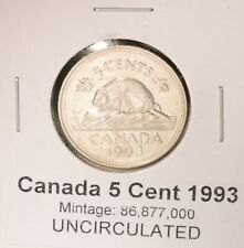 1993 Canada 5 Cent  - UNCIRCULATED from Mint Roll 🇨🇦