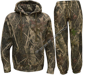 Mens Jungle Fishing/Hunting Camouflage Camo Suit - Zip Hoody + Trousers M - 5XL