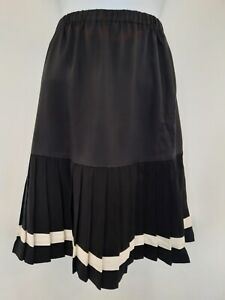 Vintage Skirt Size 8 10 Black Cream Pleated Elastic Mini Short Retro Smart Work