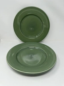 Table Tops Unlimited Green Over & Over Dinner Plates 12 Inch Set Of 2 - Picture 1 of 10