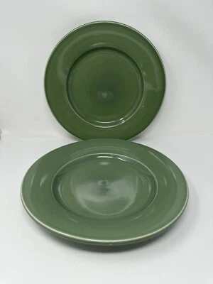 Table Tops Unlimited Green Over & Over Dinner Plates 12 Inch Set Of 2 - Image 1 of 4