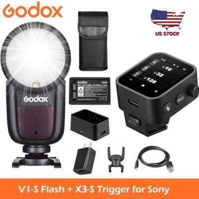 Godox V1-S 2.4G TTL Round Head Camera Flash Light + Godox X3 Trigger for Sony - Image 1 of 4