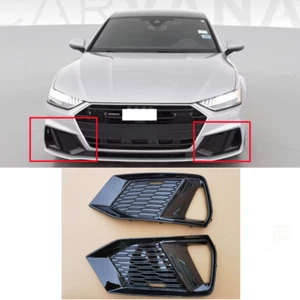 Front Bumper Fog Light Lamp Grille Cover For 2019-23 Audi A7 C8 ABS Gloss Black - Picture 1 of 11