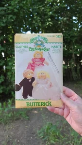 vtg Butterick 3927 Pattern Cabbage Patch Kid doll wedding dress bride groom tux - Picture 1 of 3