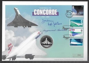 Concorde Farewell .999 Silver Proof $10 East Caribbean 2003 Signed Coin Cover - Picture 1 of 9