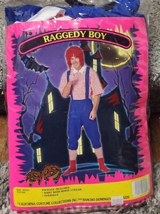 Adult Raggedy Boy Adult Costume Includes: Shirt With White Collar And Coveralls - Picture 1 of 4