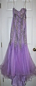Terani Couture size 2  lilac rhinestones evening gown Pageant purple Lavender - Picture 1 of 6