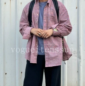 Men bubble gauze plaid our legacy long sleeve button-down shirts loose - Picture 1 of 10