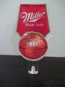 MILLER NBA HIGH LIFE BEER TAP HANDLE TAPPER 6" LUCITE NEW SPALDING BASKETBALL  - Picture 1 of 2