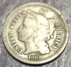 1869 Three Cent Nickel VG Lot 257 - Picture 1 of 2