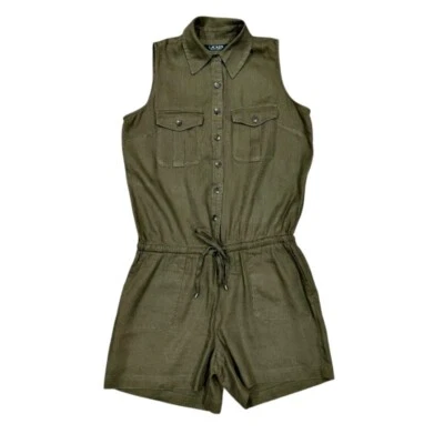 Lauren Ralph Lauren женщин льняной смеси короткий Детский комбинезон 4P армия оливковый земляной - Изображение 1 из 4
