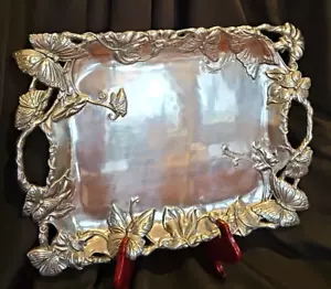 "Vintage 2001 grande vassoio/piatto farfalle rettangolare Arthur Court 18"" x 13,5"" - Foto 1 di 5