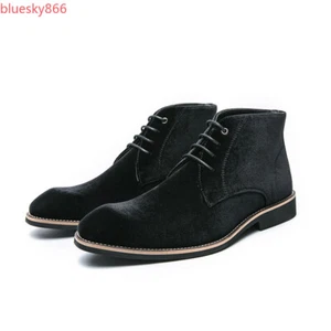 Hombres Terciopelo Prendas para el torso Formales Zapatos de vestir con cordones Botines planos Botas cortas - Imagen 1 de 22