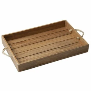 Slatted Wood Farmhouse Serving Tray – Natural Brown & Fits Our Plastic Placemat - Picture 1 of 1