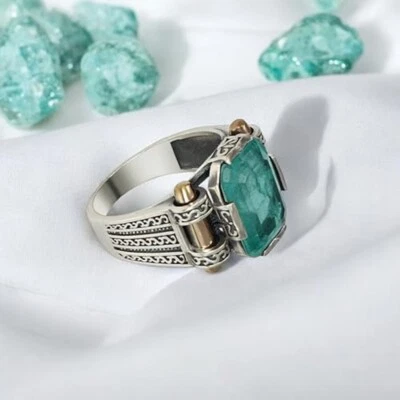 Tourmaline Green Gemstone Ring Men 925 Sterling Silver Jewelry All Size   #TR055 - Image 1 of 3