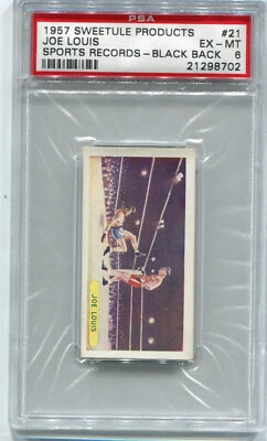 1957 Sweetule Products Sports Records BLACK BACK 21 Joe Louis PSA 6 EX-Mint HOF - Image 1 of 2