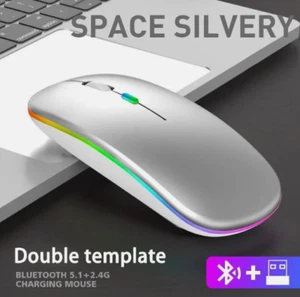 RGB Kabellose Maus 2,4 GHz - Wiederaufladbar Bluetooth Leise Ergonomisch PC Laptop. - Bild 1 von 1