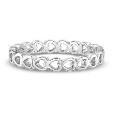 925 Sterling Silver Stacked Open Heart Band Kids Ring for Girls or Preteen