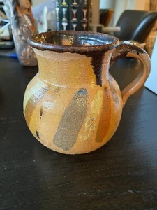 Vintage Clay Pitcher Hand Painted 4.75 Inches - Picture 1 of 4