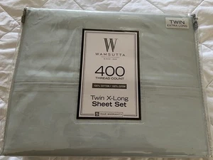 Wamsutta Twin XL Sky Blue 400 Thread Count Cotton Sheet Set NEW in Package - Picture 1 of 7