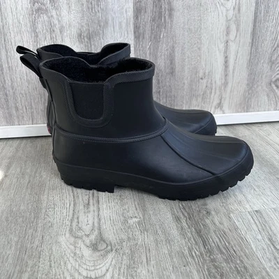 Botas de lluvia Chooka Chelsea forradas de piel para mujer 9 impermeables negras al aire libre jardín Foto 1 de 4