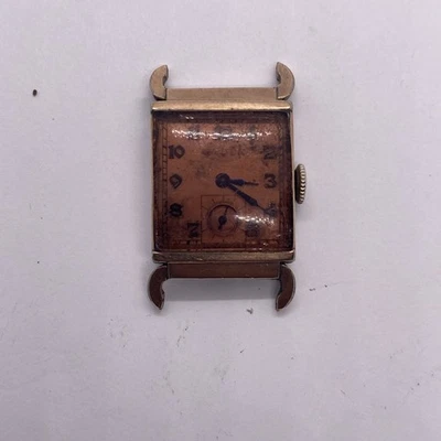 Reloj Pulsera Hombre Vintage Gruen Oro Rosa 10K Lleno Tanque Mecánico 15J Funciona (17) Foto 1 de 4