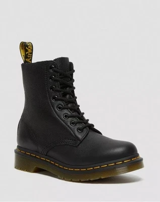 Botas de cuero Dr Martens 1460 Pascal puntada amarilla negras para mujer talla 11 NUEVAS Foto 1 de 4