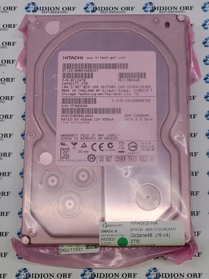 HITACHI 2TB 3.5" SATA HDD 7200 RPM HUA723020ALA641, GRADE A, SKU 11531 - Image 1 of 2