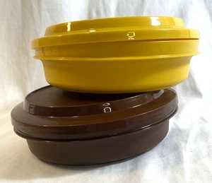 Tupperware Dichtung N Servierschüsseln / Deckel 1208 & 1206 gelb & braun 2er Set rund - Bild 1 von 11