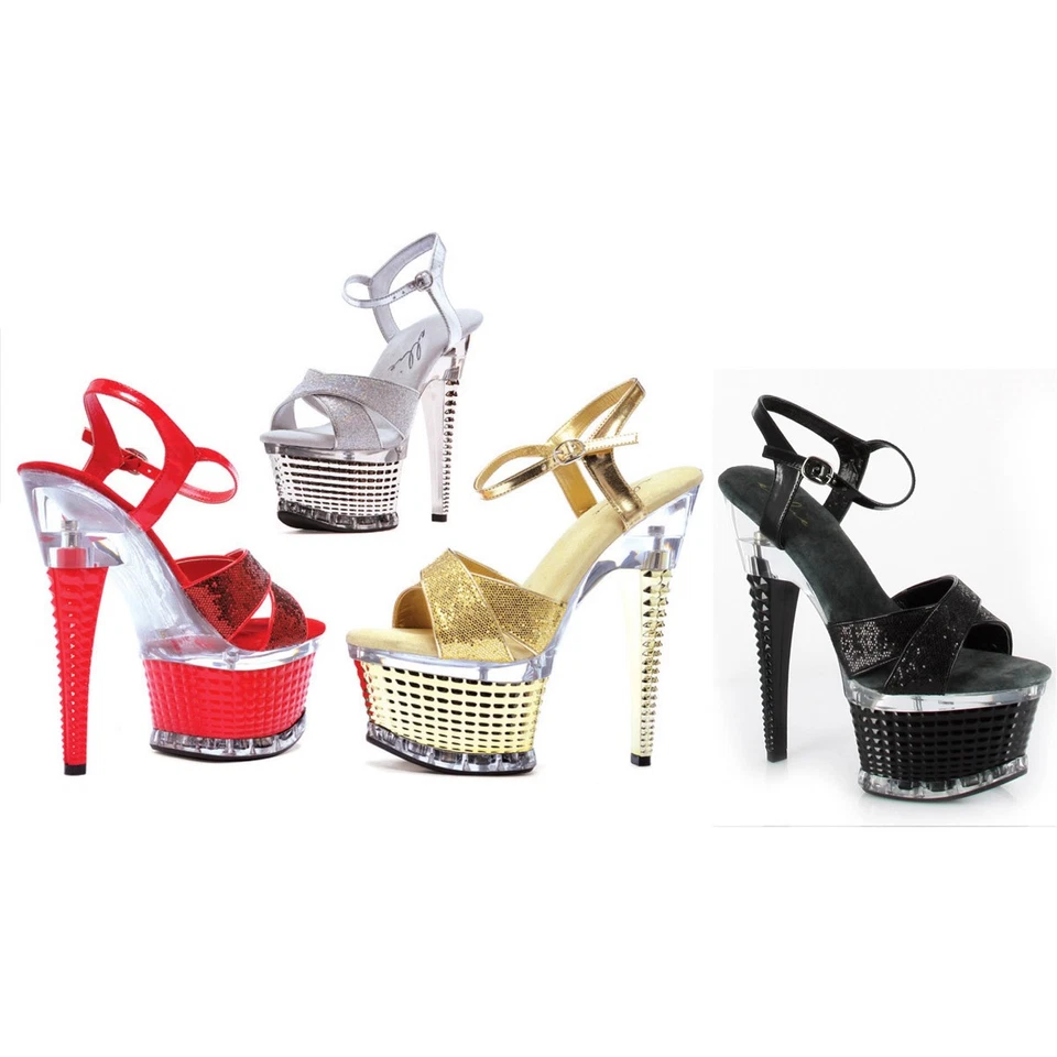 Ellie Textured Platform Glitter Strap High Heels Adult Women Shoes 649/Disco - Image 1 of 1