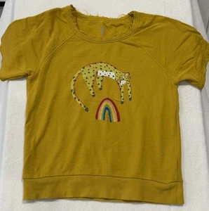 Camisa Anthropologie Jarmel Tejida Mostaza Mediana Guepardo Arco Iris Terry Envejecido - Imagen 1 de 6