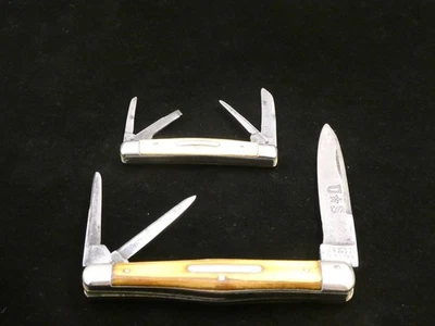 Antiguo Sheffield 2 cuchillos: Edward Barnes & Sons y carpeta con marca débil Foto 1 de 4