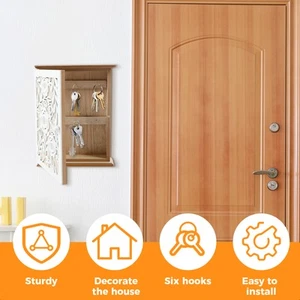 Wood Key Box Stylish Wall Key Holder Decorative Wood Key Cabinet Versatile qipmK - Picture 1 of 11