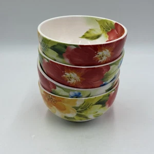 Pier 1 Imports Amelia Blumenrand Eisen Stein Suppe Müslischalen 4er Set - Bild 1 von 4