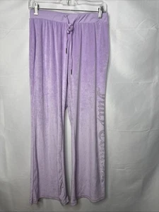 Y2K 2000’s JUICY COUTURE TRACK PANTS VELOUR SZ S LOW RISE WIDE LEG PURPLE - Picture 1 of 9