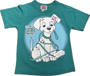 Vtg 101 Dalmatians Kids Shirt Size 5-6 Medium Jogtog Disney Teal Double Side 90s - Picture 1 of 9