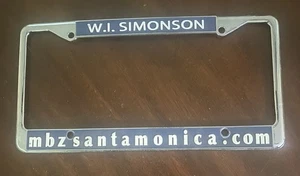 SANTA MONICA W.I. SIMONSON  Mercedes Benz Metal Dealer License Plate Frame - Picture 1 of 8