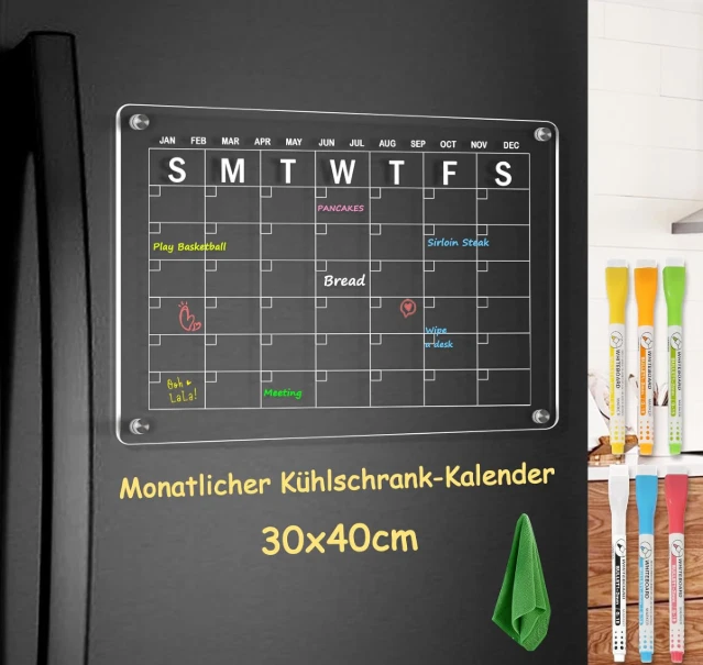 30X40 cm Acryl Kalender Magnetisch Wochenplaner und Monatsplaner - Bild 1 von 1