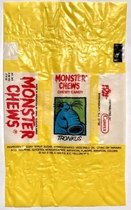 Vintage 1989 MONSTER CHEWS Chewy Candy Container TRONKUS Wax Wrapper BANANA - Picture 1 of 2