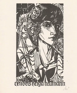 Exlibris - ULLRICH BEWERSDORFF - für Helga Neumann - Portrait/Religiös - signiert - Bild 1 von 1