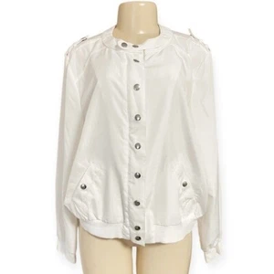 COUPE Collection Womans XL Jacket White Lightweight Snap Zip Button Windbreaker - Picture 1 of 8