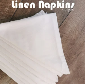 Pack of 100 Linen Napkins Dinner Cloth for Wedding Party Hotel Hotel Good Qualit - Picture 1 of 4