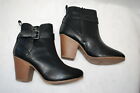 Womens Black Fashion Boots Ankle Booties 2.5" High Heel Buckle Zipper Size 9